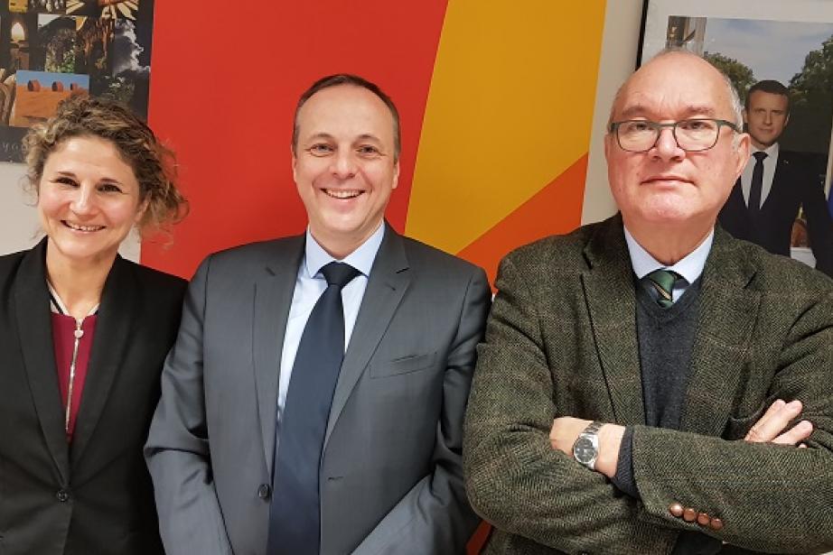 Virginie Nègre, responsable du service santé-sécurité, référent régional PRST 3, Christophe Lerouge, directeur régional de la Direccte, Michel Ducros directeur Haute-Garonne Virginie Nègre, responsable du service santé-sécurité, référent régional PRST 3, Christophe Lerouge, directeur régional de la Direccte, Michel Ducros directeur Haute-Garonne