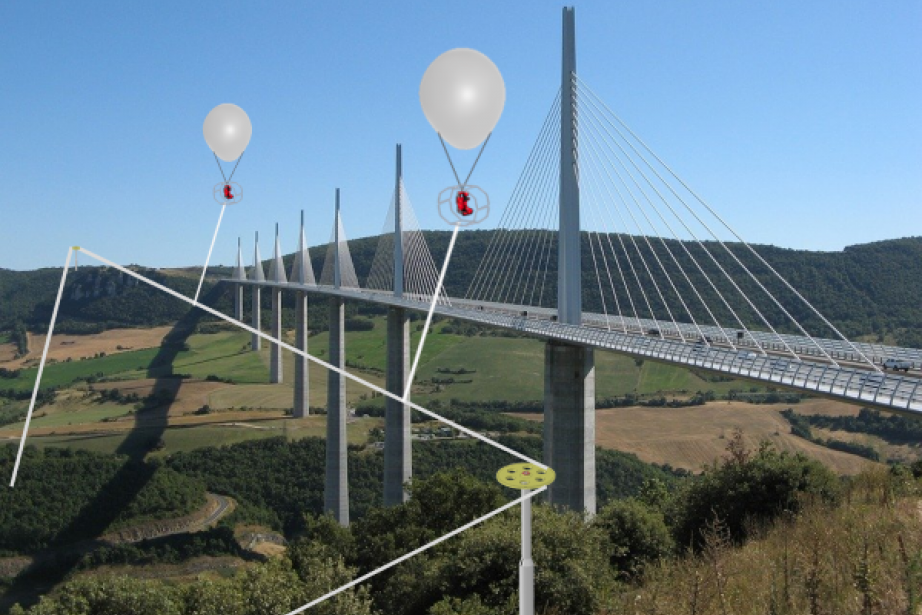 Image de synthèse d'un circuit de ballons dirigeables Ballooneos.