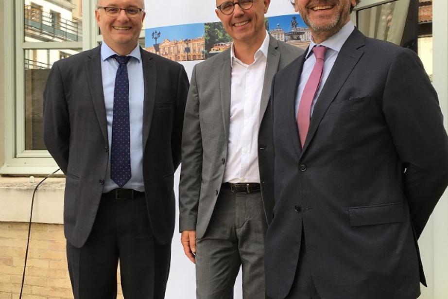 Pascal Luquet, avocat, associé, Grant Thornton société d’avocats, Frédéric Duhen, spécialiste du commerce extérieur, Banque Courtois, Arnauld de Gasquet associé, directeur du bureau de Toulouse, Grant Thornton. Pascal Luquet, avocat, associé, Grant Thornton société d’avocats, Frédéric Duhen, spécialiste du commerce extérieur, Banque Courtois, Arnauld de Gasquet associé, directeur du bureau de Toulouse, Grant Thornton.