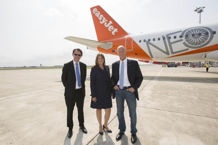 Gaël Méheust, Président-Directeur Général de CFM International, Carolyn McCall, Directrice générale d’easyJet, Fabrice Brégier, Président-Directeur Général et Directeur des opérations d’Airbus, Gaël Méheust, Président-Directeur Général de CFM International, Carolyn McCall, Directrice générale d’easyJet, Fabrice Brégier, Président-Directeur Général et Directeur des opérations d’Airbus,