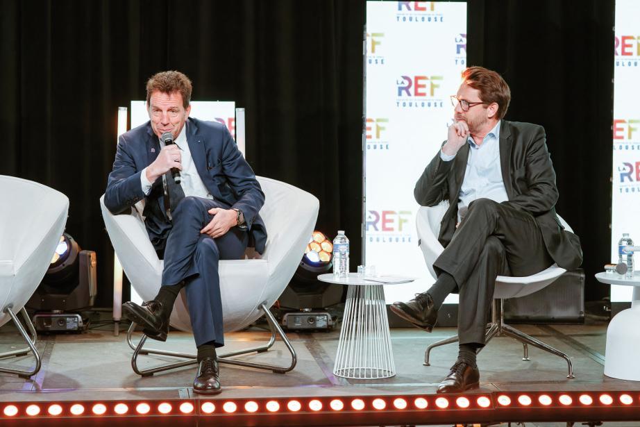 Geoffroy Roux de Bézieux, président du Medef national et Pierre-Olivier Nau, président du Medef 31. crédit photo : Alain Le Coz.