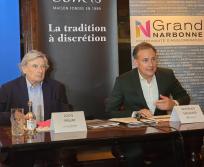 Louis Privat, fondateur des Grands Buffets, et Bertrand Malquier, le maire de Narbonne. (Photo : Dorian Alinaghi - Entreprises Occitanie)