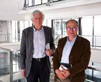 François Amalric, directeur de la Fondation Toulouse Cancer et  Michel Attal DG de l’IUCT Oncopole