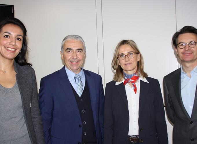 de g à d : E. Michelotti, avocate fiscaliste du cabinet PWC, M. Menvielle, directeur adjoint du Pôle fiscal de la DRFIP 31, M.L. Hublot, avocate associée du cabinet PWC et Ch.Carcy, gérant associé au cabinet Juris et référent fiscal du Medef 31
