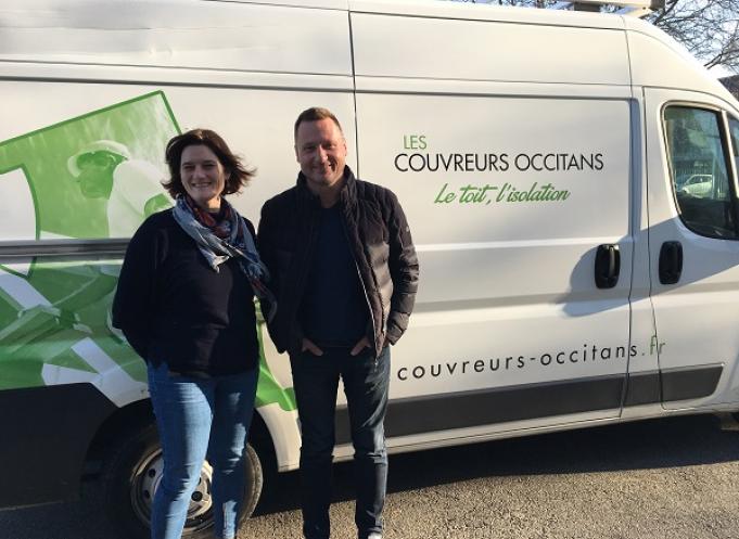 Anne-Frédérique Renard et Laurent Aubel, responsable administrative et dirigeant-fondateur de Couvreurs Occitans.