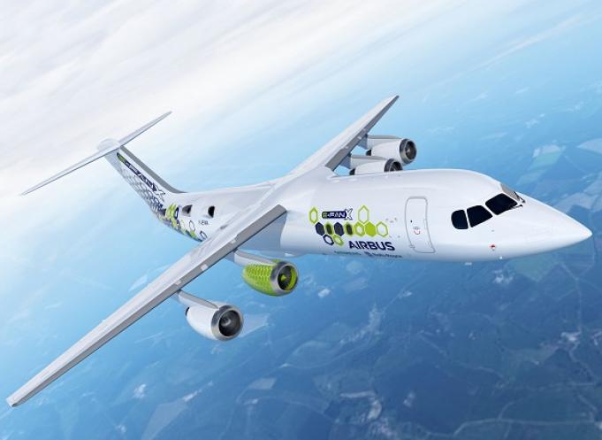 Conçu en partenariat avec Siemens et Rolls-Royce, l’Efan X d’Airbus comprendra des moteurs classiques et des moteurs électriques. ©Airbus. 